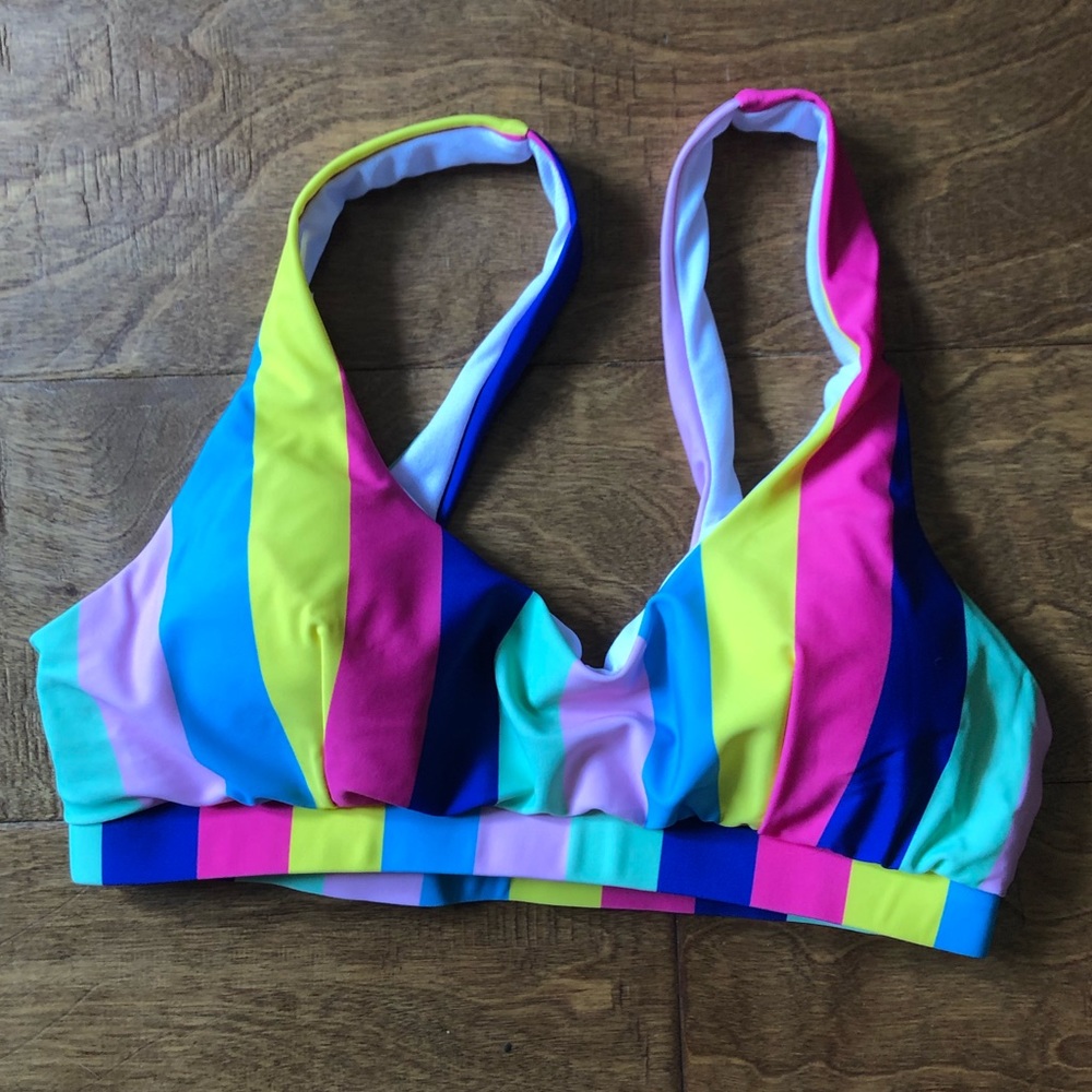 Never Worn Rainbow Dreams Stripe Bikini Top